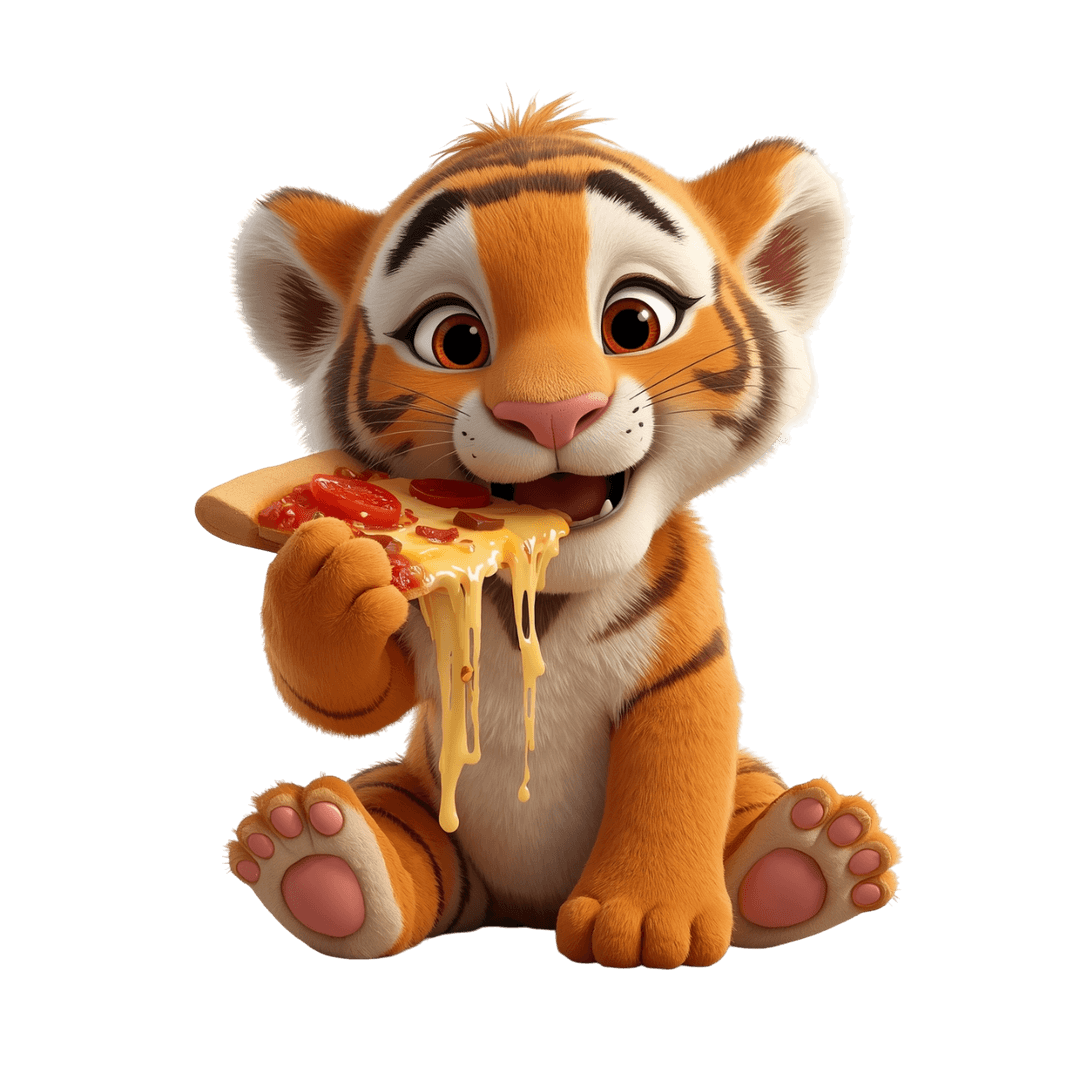 Тигрёнок с пиццей
